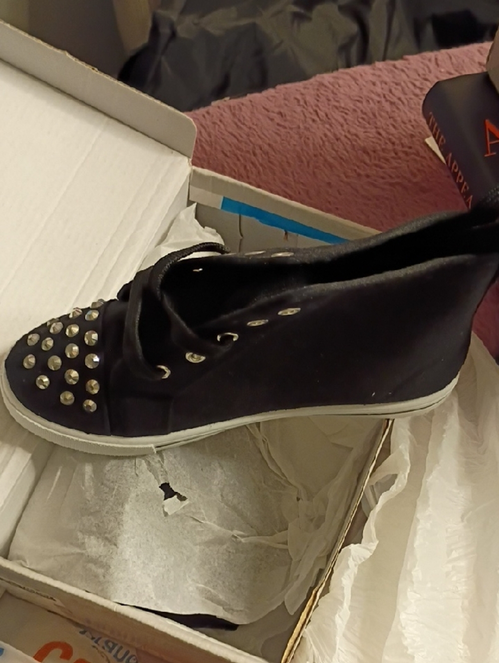 Studded Black High-Top Women's Sneakers